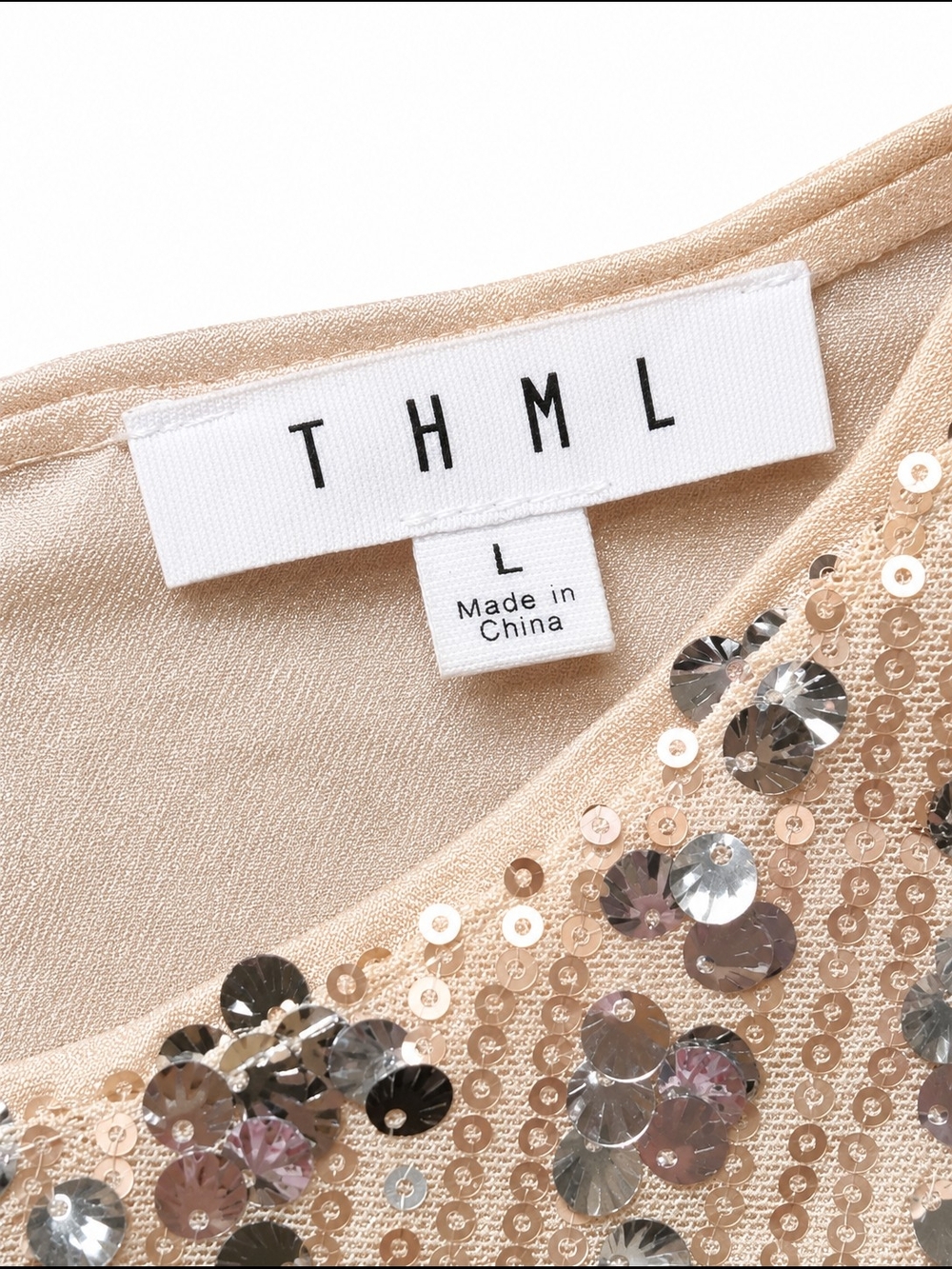 THML Champagne Sequin Puff Sleeve Mini Dress - Picture 6 of 8